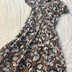Cynthia Rowley Black and White Floral Midi Dress